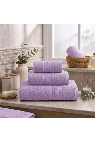 Ralex Bath towel 70x140 cm 100% Cotton , Greek Border 500 grams/sqm, Purple Dune