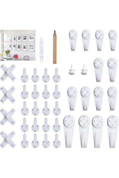 Bukela 43PCS Invisible Wall Hooks Set, No Trace Picture Hangers for Drywall H...