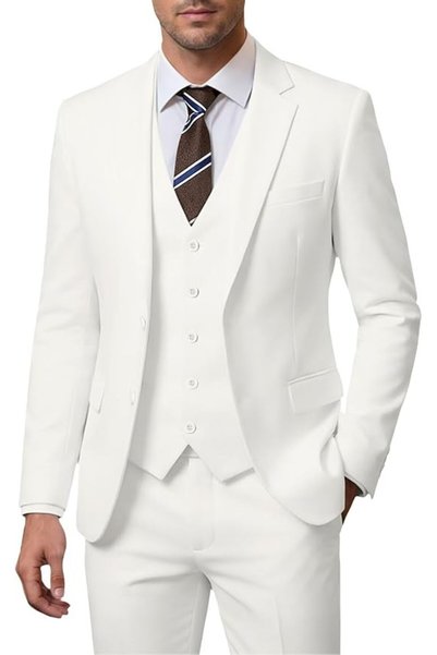 GENERAL Men's 3 Piece Slim Fit Suit Set, Two Button Blazer Solid Jacket Vest ...