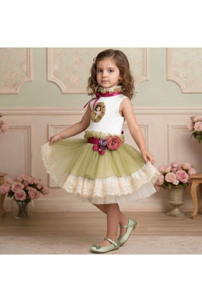 special gift house فستان أطفال مكون من 2 قطع (فستان -اكسسوار شعر )