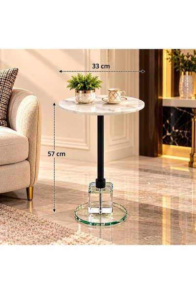 Generic Marble Top Service Table with Crystal Base