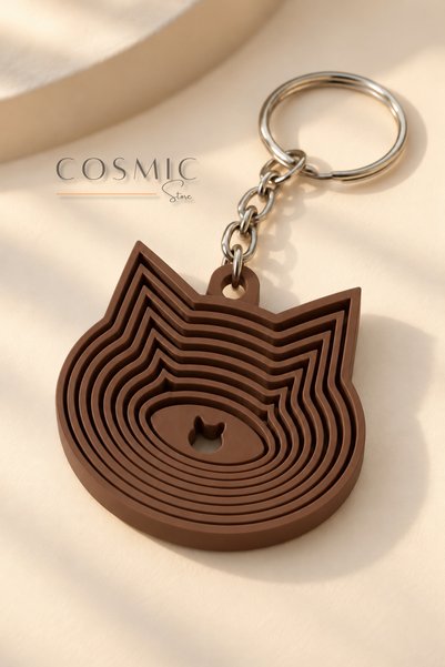 Cosmic Star Animated Fidget Keychain with Cat Figure – Layered Fidget Design,...