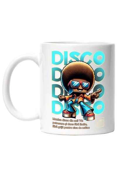INOVATIX Cana Femeie Style Afro American Disco, 330ml, Κεραμικό με Λευκή Λαβή