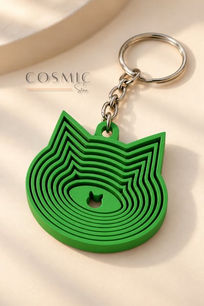 Cosmic Star Animated Fidget Keychain with Cat Figure – Layered Fidget Design,...