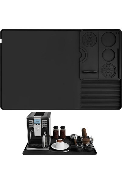 TERRIFI Silicone Coffee Mat with Detachable Tamping Mat, 23.6"x15.8" Spill-Pr...