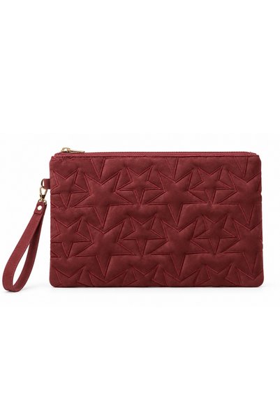 Adelina Bags Τσάντα χειρός από σουέτ με κέντημα αστεριών, με λουράκι καρπού κ...