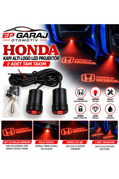 EP GARAJ OTOMOTİV جهاز عرض LED بشعار هوندا تحت الباب باللون الأحمر - طقم من ق...
