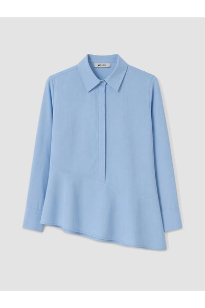 LC Waikiki Nevavm with a Difference Soulife Blue Solid Shirt Collar Long Slee...