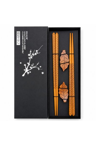 OEM Japanese wooden sushi set, hand-carved, 2 pairs of chopsticks 23.5 cm, 2 ...