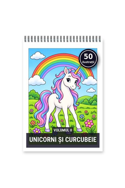 Legendary Gifts Carte de colorat, 50 de ilustrații Unicorni si curcubeie - Vo...