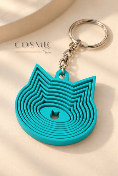 Cosmic Star Animated Fidget Keychain with Cat Figure – Layered Fidget Design,...