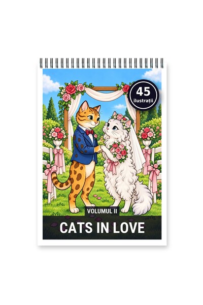 Legendary Gifts Carte de colorat, 45 de ilustrații Cats in Love - Volumul II,...