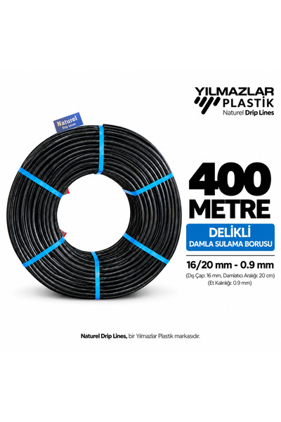 Naturel Drip Lines 400 Metre Delikli Damla Sulama Borusu – 16 mm – 20 cm Daml...