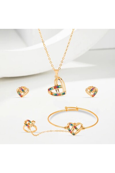ZİRCON Children's Set Substitute for Gold with Colored Stones