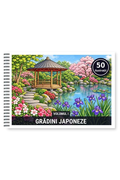 Legendary Gifts Carte de colorat, 50 de ilustrații Gradini Japoneze - Volumul...