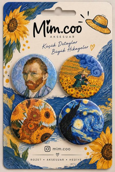 Vangoh Rozet 4 Adet Set 58MM Büyük Boy