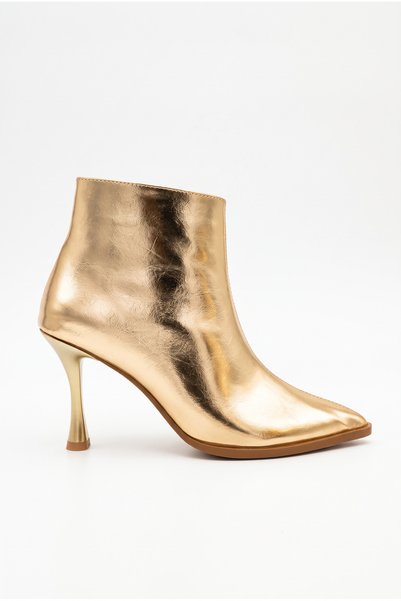 Shoesers Γυναικείες χρυσές μπότες με μυτερή μύτη και φερμουάρ, με λεπτό ψηλό ...
