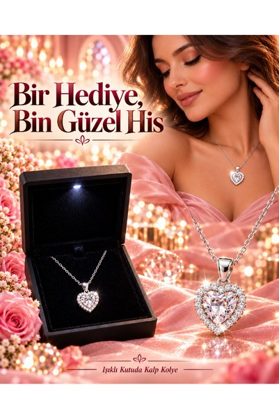 bijutaki size her şeyin en güzeli yakışır LED Işıklı Siyah Hediye Kutulu Koly...