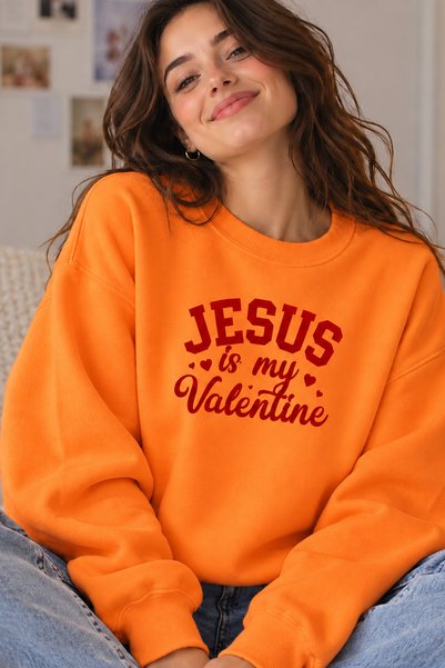 ArtYus Hanorac oversize unisex cu imprimeu inimă și text „Jesus Is My Valenti...