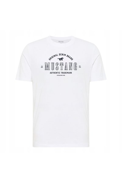 Mustang Tricou bărbați, Style Alex, 100% bumbac regular fit cu logo discret, alb