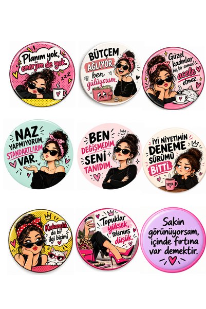 Slogan Eğlenceli Rozetler 58MM Büyük Boy