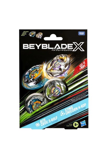 Hasbro Beyblade X Pachet Duo Bite Croc 3-60Lf și Sting Unicorn 4-60P