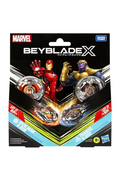 Hasbro Beyblade X Marvel Set Duo Iron Man 4-80B și Thanos 4-60P