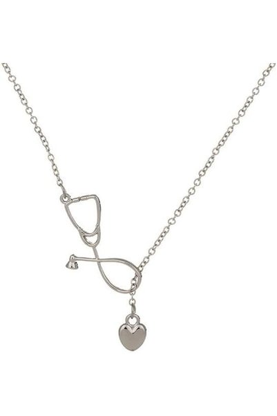 GENERAL Doctor's Stethoscope and Heart Design Alloy Chain Necklace, One Size,...