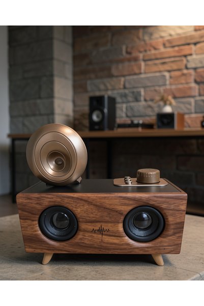 trivogue Bluetooth Hoparlör Ahşap Klasik Retro Gramofon UCZB6SPEAKER3