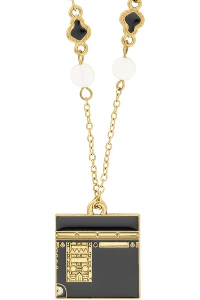 oswa ASOWA Luxury Necklace for Women - Elegant 18K Gold Plated Kaaba Engravin...