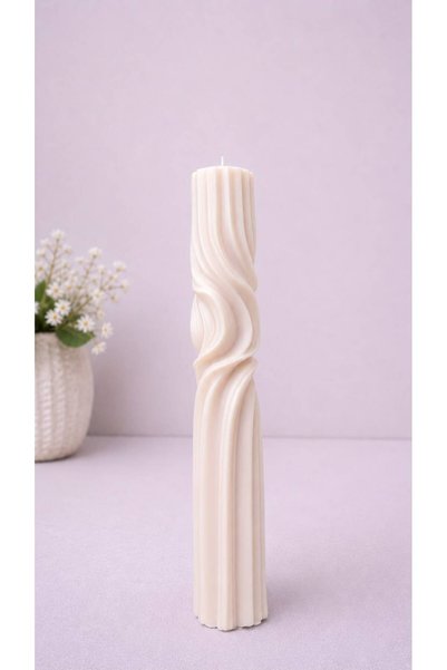 Generic Brand Lumânare Spiralată Bej H40 cm-D6cm