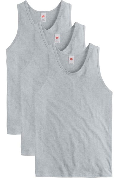 HANES مجموعة أساسية للرجال، قمصان قطنية متوسطة الوزن بدون أكمام، 3 قطع