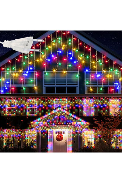 EDAR Icicle Model Christmas Lights, 25 m, 500 LEDs, With 8 light modes, Fring...