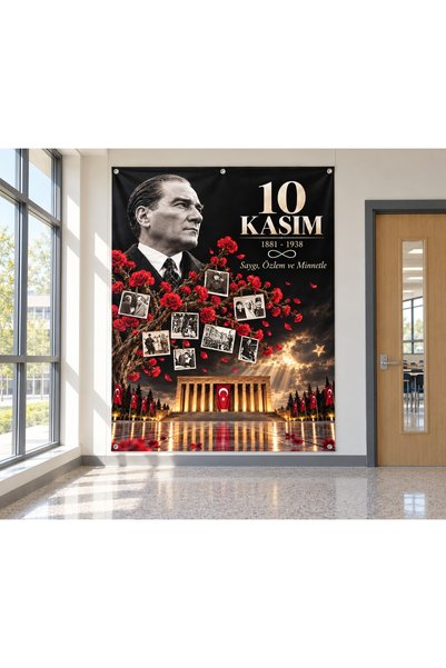 okul posterleri 10 Kasım Atatürk’ü Anma Günü Hatıra Brandası 4 160x210 cm
