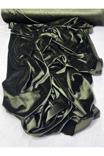 Yiğit Kumaş Silk Velvet Fabric Lycra Draped Dress Fabric Khaki
