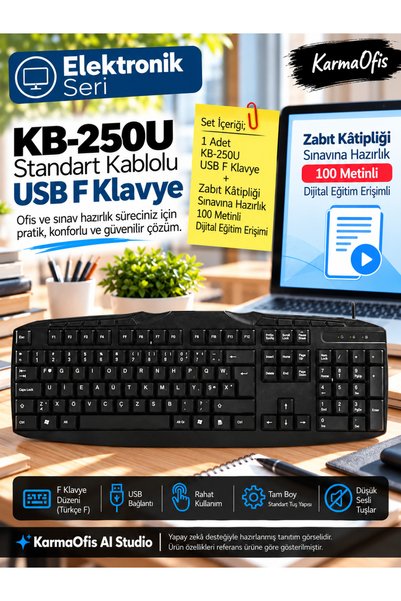 Everest Kablolu USB KB-250U Türkçe F Klavye ve Zabıt Kâtipliği Sınavına Hazır...