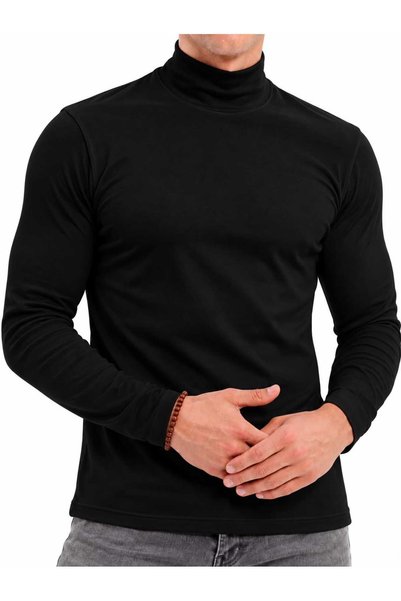 KAİZEN تيشيرت داخلي رجالي بياقة عالية (هاينك) وأكمام طويلة – قطن صناعه تركي 4...