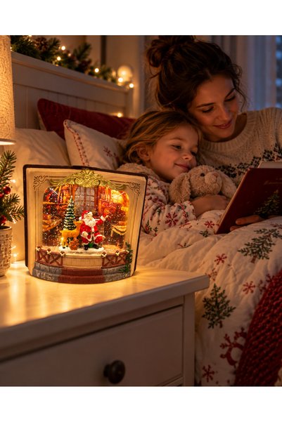 OEM Decorațiune luminoasă de Crăciun în formă de carte deschisă, cu Moș Crăci...