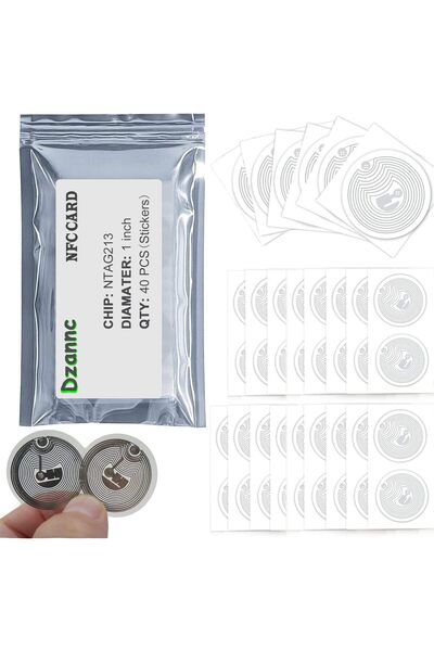 GENERAL 40PCS NFC Stickers/Tag/Adhesive Label RFID Tags NTAG213 NFC Tags 25mm...