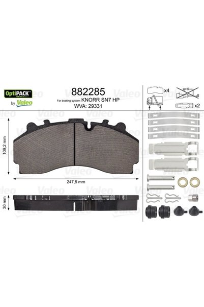 VALEO Placute Frana Disc 1 set Scania Seria 4/G1/P1 1995-2022 882285