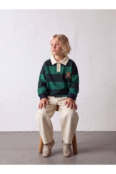 TINY BEAR Polo Collar Top and Pants Set