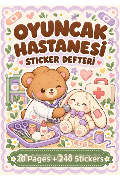 Rana İkra Art Τετράδιο αυτοκόλλητων Toy Hospital (20 σελίδες, 240 αυτοκόλλητα)