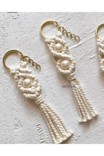 Sude Design 20 قطعة من سلسلة المفاتيح المصنوعة من المكرامية مع اللؤلؤ # إنسي ...