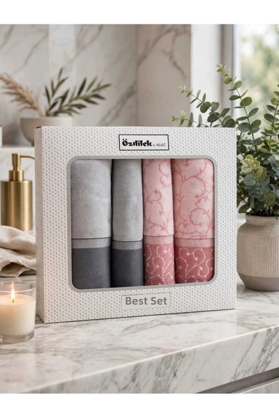 Özdilek Jalen Best Set Hamam Set Bath Towel Set (2 Pcs.) 90X150 cm + 2 Pcs. 5...