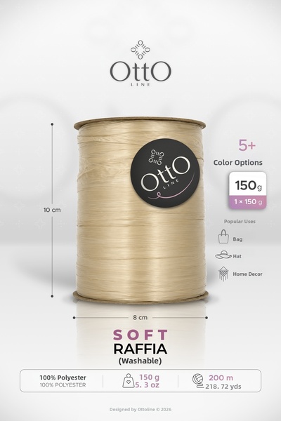 OTTO LINE رافيا ناعمة • كريمي (G2) • 150 جرام/200 متر • رافيا بلاستيكية قابلة...