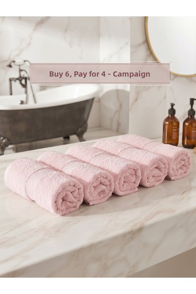 Generic Brand 100 Cotton Luxury 6-Piece Bath Towel Set - 90X150 cm - Powder Pink