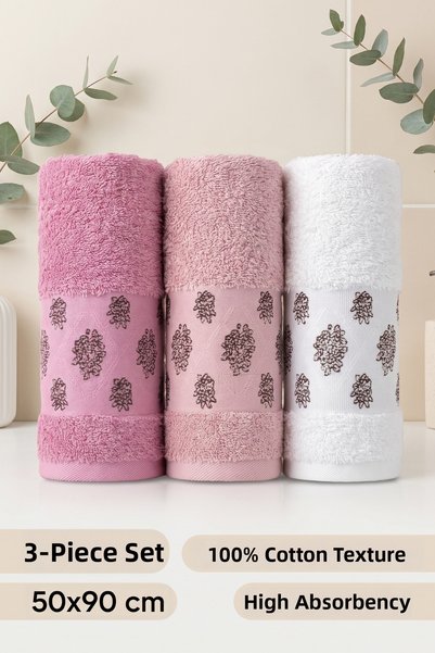 Miss Paris Home Set de 3 prosoape Liva cu imprimeu în relief |   Prosop de mâ...