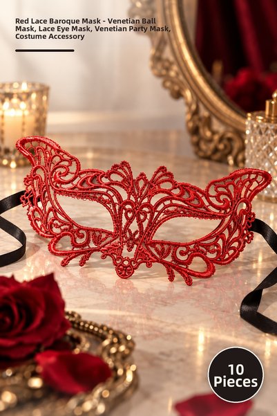 Yenilig 10 Pieces Red Lace Baroque Mask – Venetian Ball Mask, Lace Eye Mask, ...