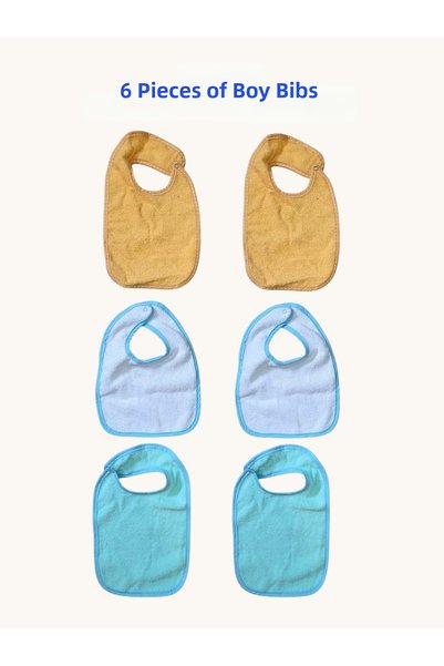 GÜRPAMUK HOME & BABY (6 Pcs) Boy's Cotton Sleeveless Towel Bib, Drool Bib 6-2...