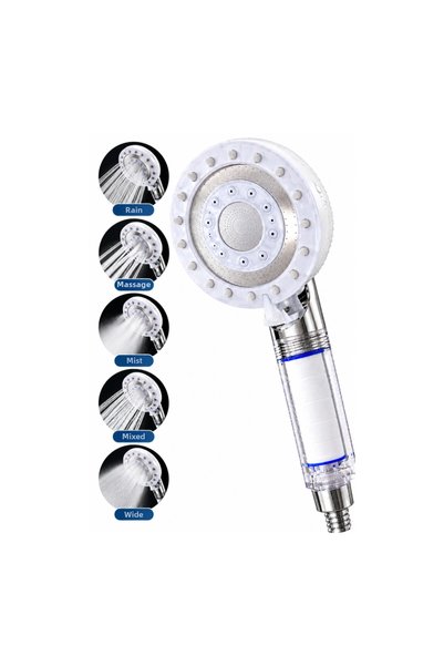 kumkumticaret Massage-Effective Filtered Shower Head with 5 Functions: Rain, ...